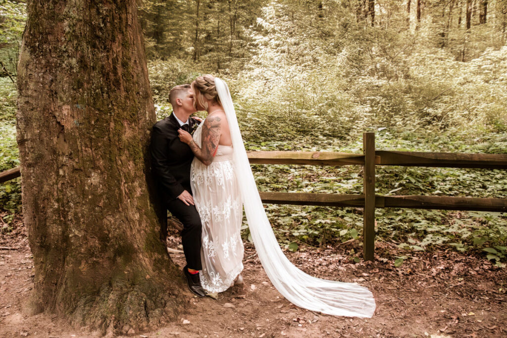 Hocking Hills Ash Cave Private Vows Renewal One Year Anniversary Taco Bell Dairy Queen Alternative Reception Elizabeth Nihiser Photography LGBTQ+ Elopement