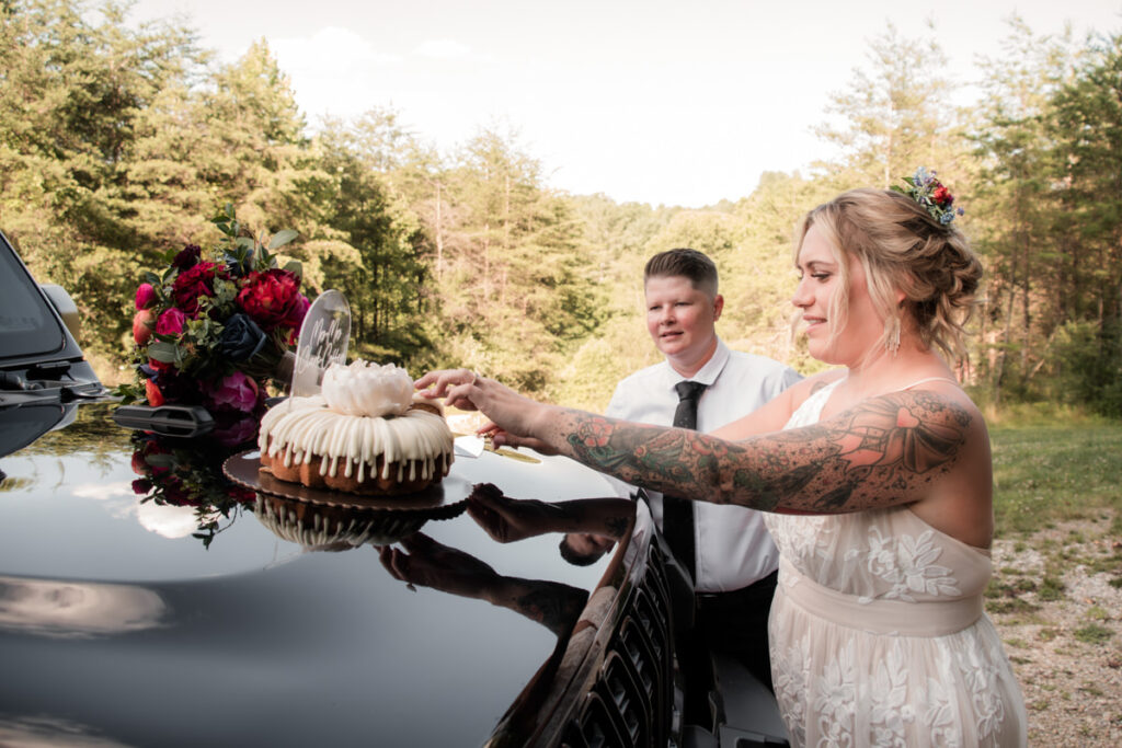 Hocking Hills Ash Cave Private Vows Renewal One Year Anniversary Taco Bell Dairy Queen Alternative Reception Elizabeth Nihiser Photography LGBTQ+ Elopement