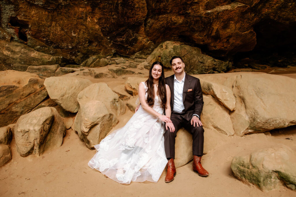 Old Man's Cave Hocking Hills Ohio Adventure Elopement Photographer Ash Cave