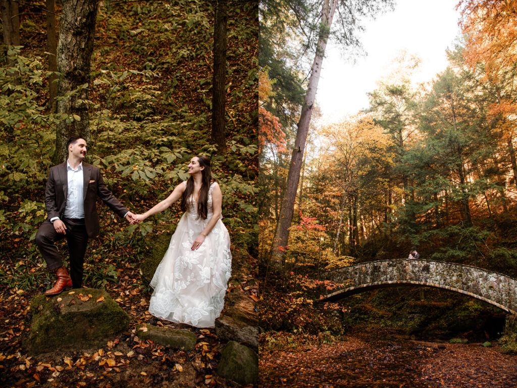 Old Man's Cave Hocking Hills Ohio Adventure Elopement Photographer Ash Cave