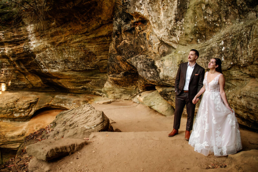 Old Man's Cave Hocking Hills Ohio Adventure Elopement Photographer Ash Cave