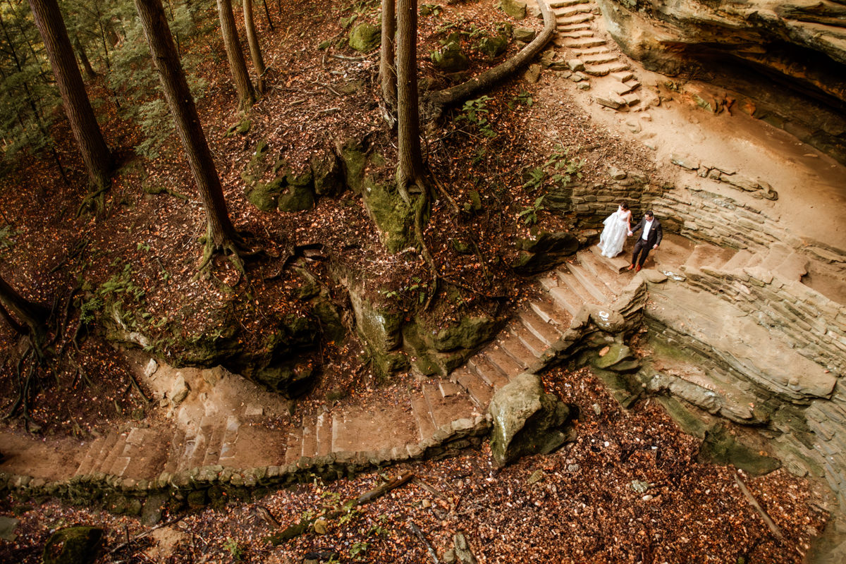 Old Man's Cave Hocking Hills Ohio Adventure Elopement Photographer Ash Cave