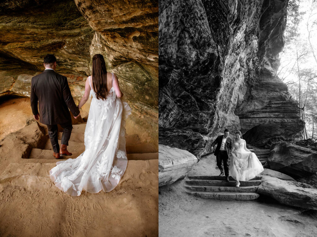 Old Man's Cave Hocking Hills Ohio Adventure Elopement Photographer Ash Cave