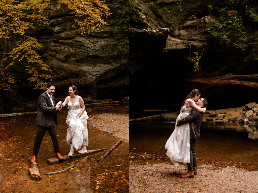 Old Man's Cave Hocking Hills Ohio Adventure Elopement Photographer Ash Cave