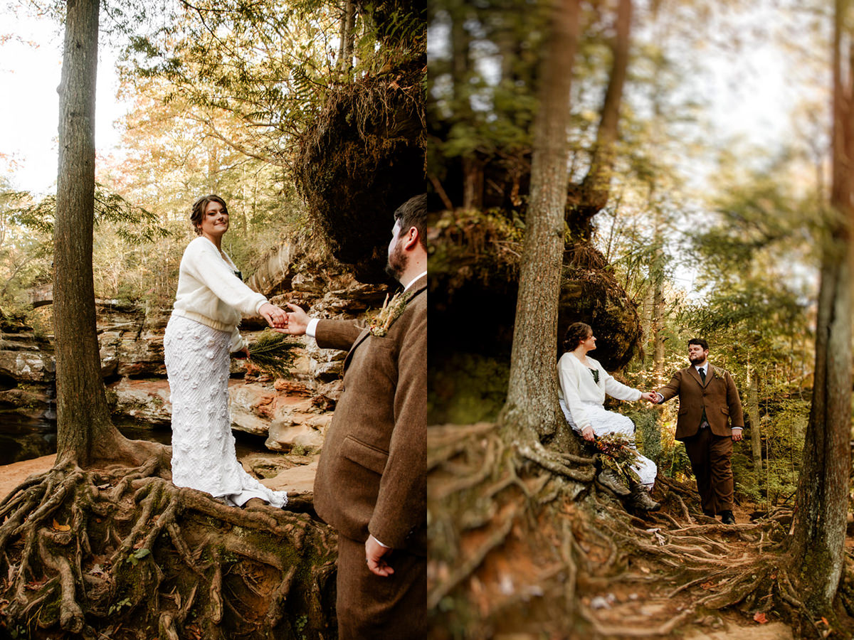 hocking hills ohio micro wedding upper falls old mans cave