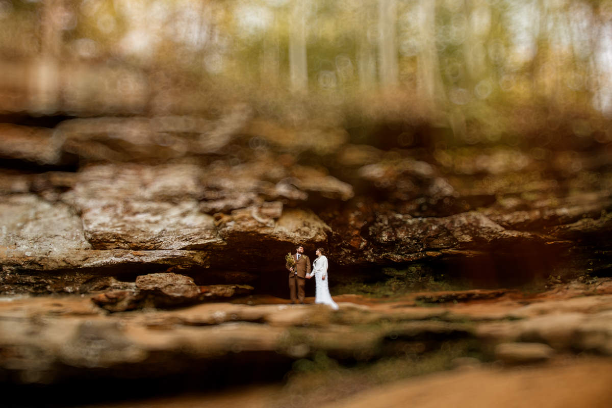 hocking hills ohio micro wedding upper falls old mans cave