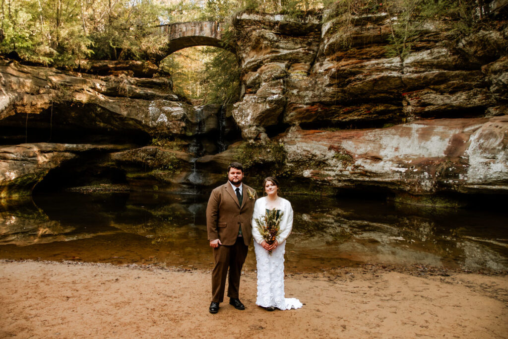 hocking hills ohio micro wedding upper falls old mans cave