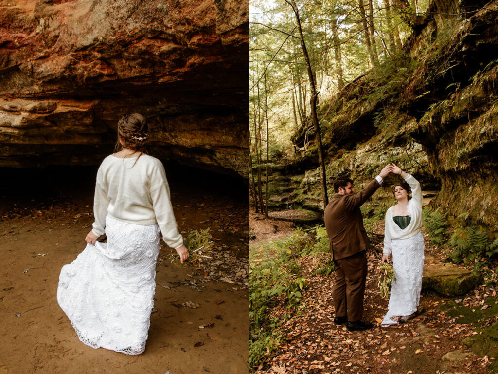 hocking hills ohio micro wedding upper falls old mans cave