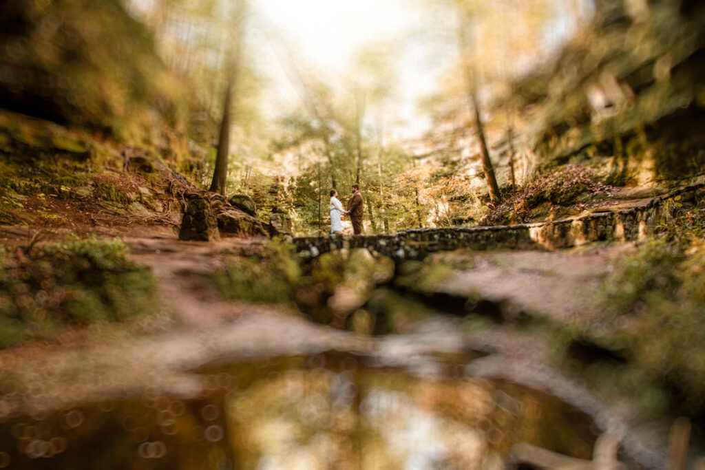 hocking hills ohio micro wedding upper falls old mans cave