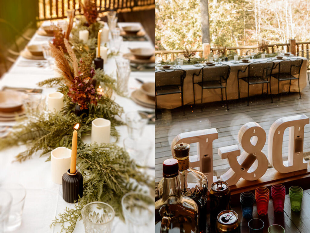 cottagecore wedding tablescape hocking hills ohio