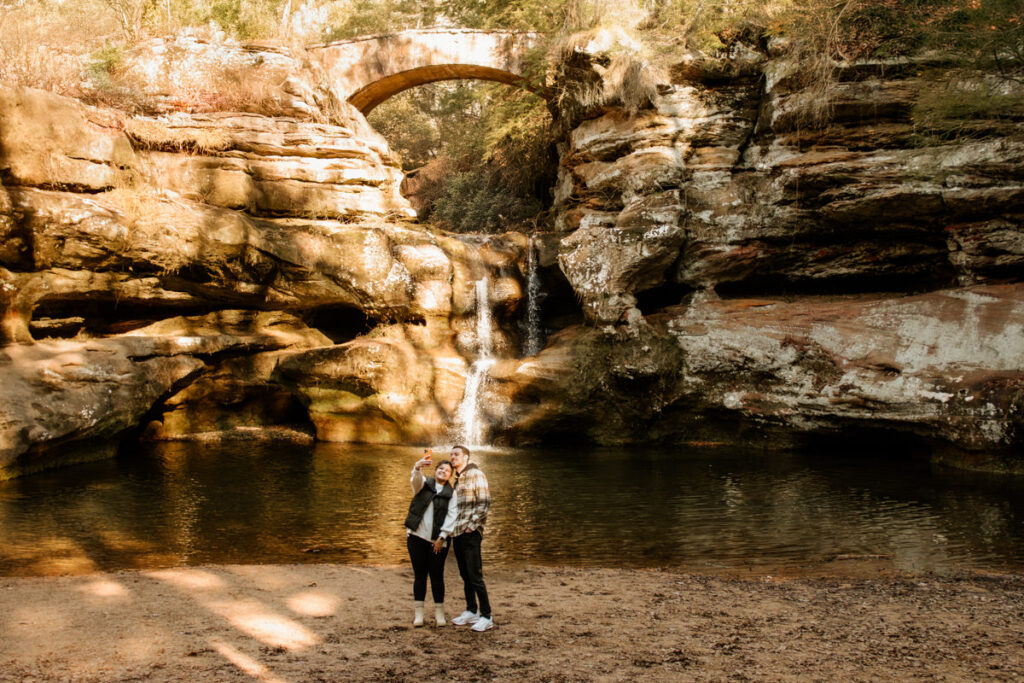 Hocking Hills Old Man's Cave Upper Falls Surprise Engagement Proposal Photographer