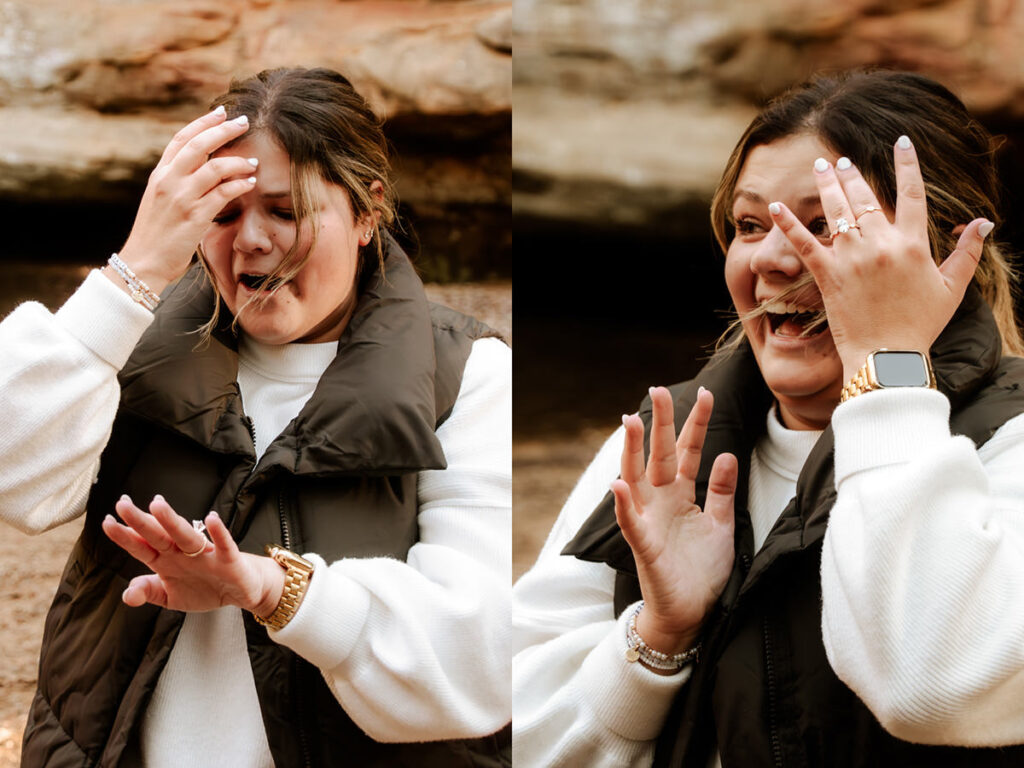 Hocking Hills Old Man's Cave Upper Falls Surprise Engagement Proposal Photographer