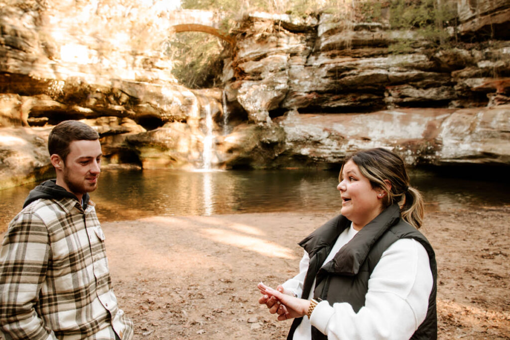 Hocking Hills Old Man's Cave Upper Falls Surprise Engagement Proposal Photographer