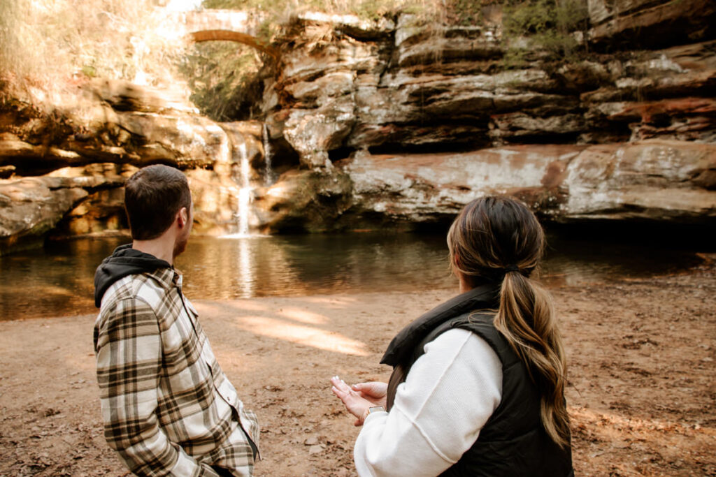 Hocking Hills Old Man's Cave Upper Falls Surprise Engagement Proposal Photographer