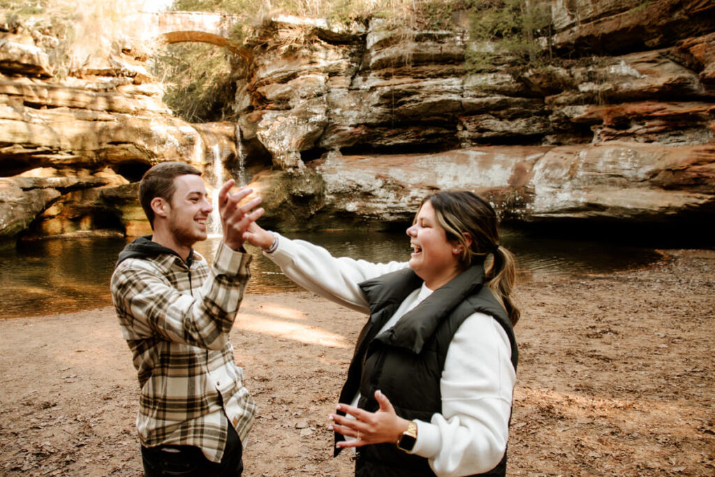 Hocking Hills Old Man's Cave Upper Falls Surprise Engagement Proposal Photographer