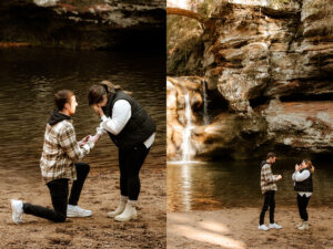 Hocking Hills Old Man's Cave Upper Falls Surprise Engagement Proposal Photographer