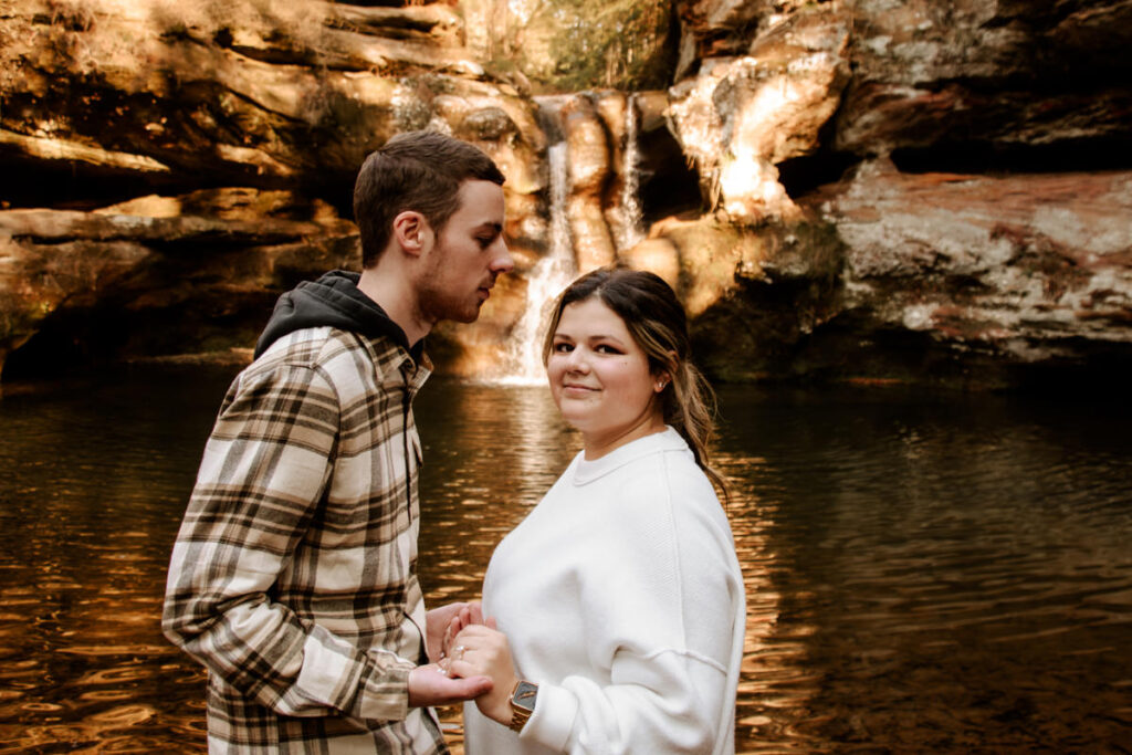 Hocking Hills Old Man's Cave Upper Falls Surprise Engagement Proposal Photographer