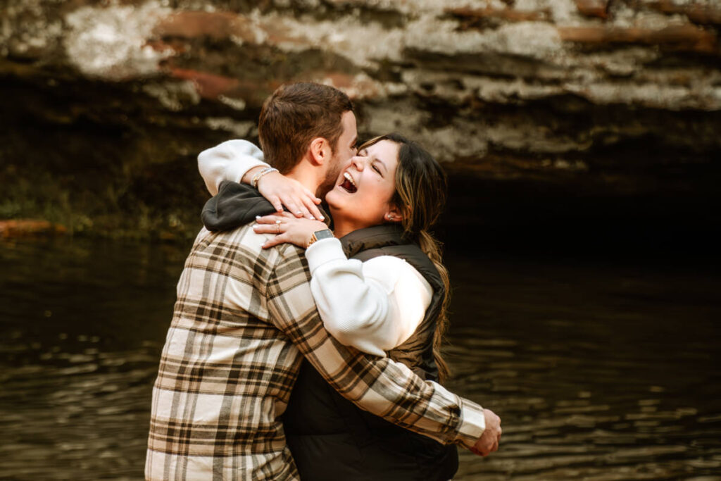 Hocking Hills Old Man's Cave Upper Falls Surprise Engagement Proposal Photographer