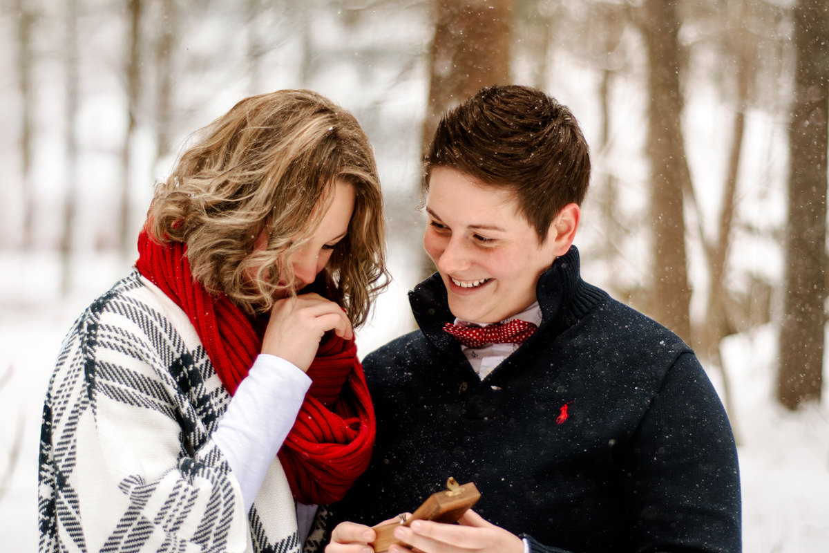 Hocking Hills  Surprise Engagement Proposal Photographer Winter Conkles Hollow