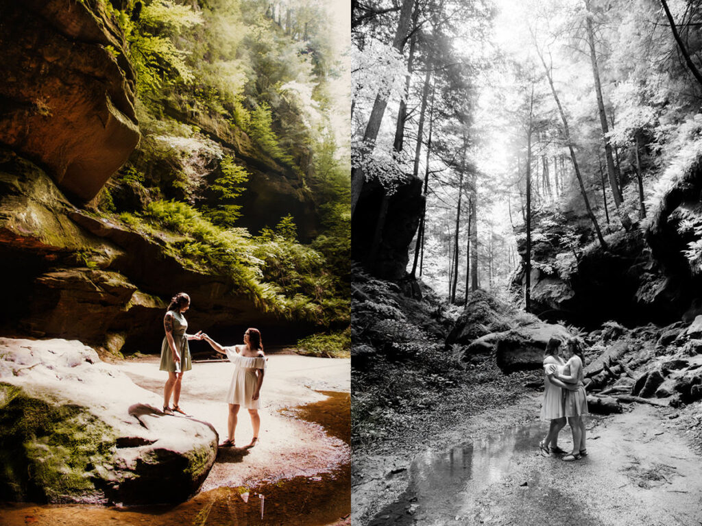 Hocking Hills Treehouse Surprise Proposal Engagement Hot Tub Boudoir