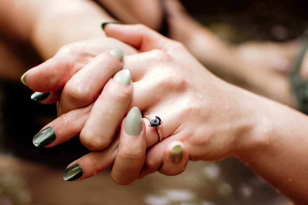 Hocking Hills Treehouse Surprise Proposal Engagement Hot Tub Boudoir 