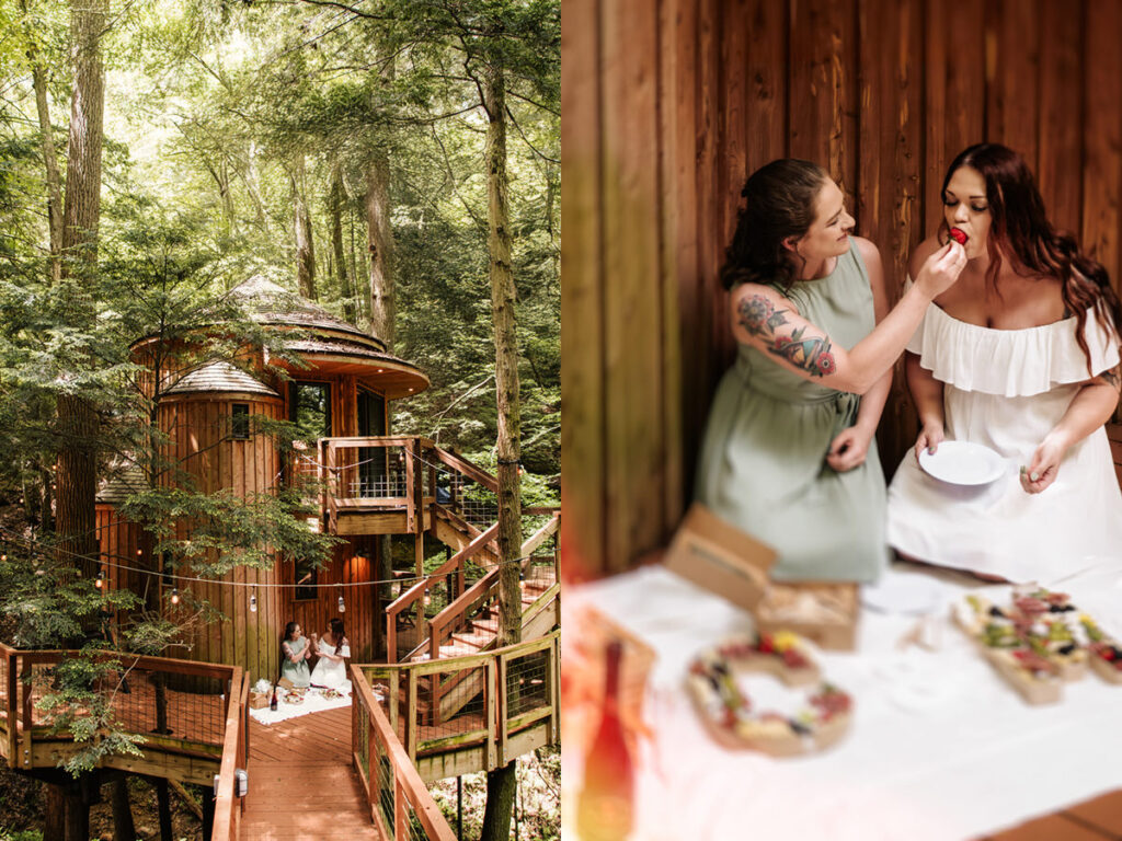 Hocking Hills Treehouse Surprise Proposal Engagement Hot Tub Boudoir