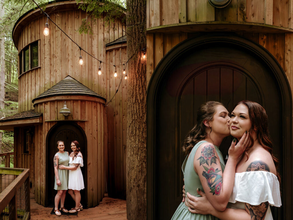 Hocking Hills Treehouse Surprise Proposal Engagement Hot Tub Boudoir