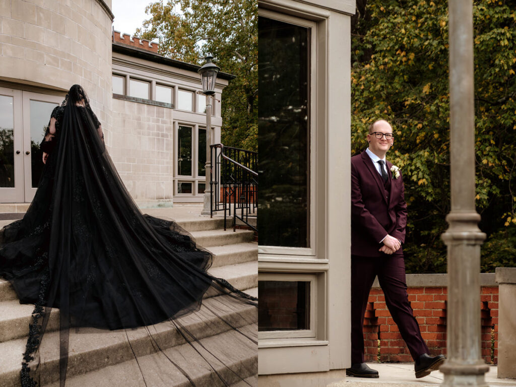 Jeffrey Mansion Dark Romantic Intimate October Fall Autumn Wedding in Columbus, Ohio Elizabeth Nihiser Photography Photographer First Look