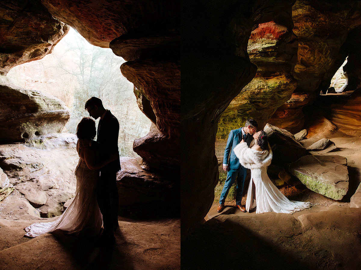 Rockhouse Hocking Hills Witchy Woodland Winter Elopement Elizabeth Nihiser Photography Ohio Michigan Kentucky