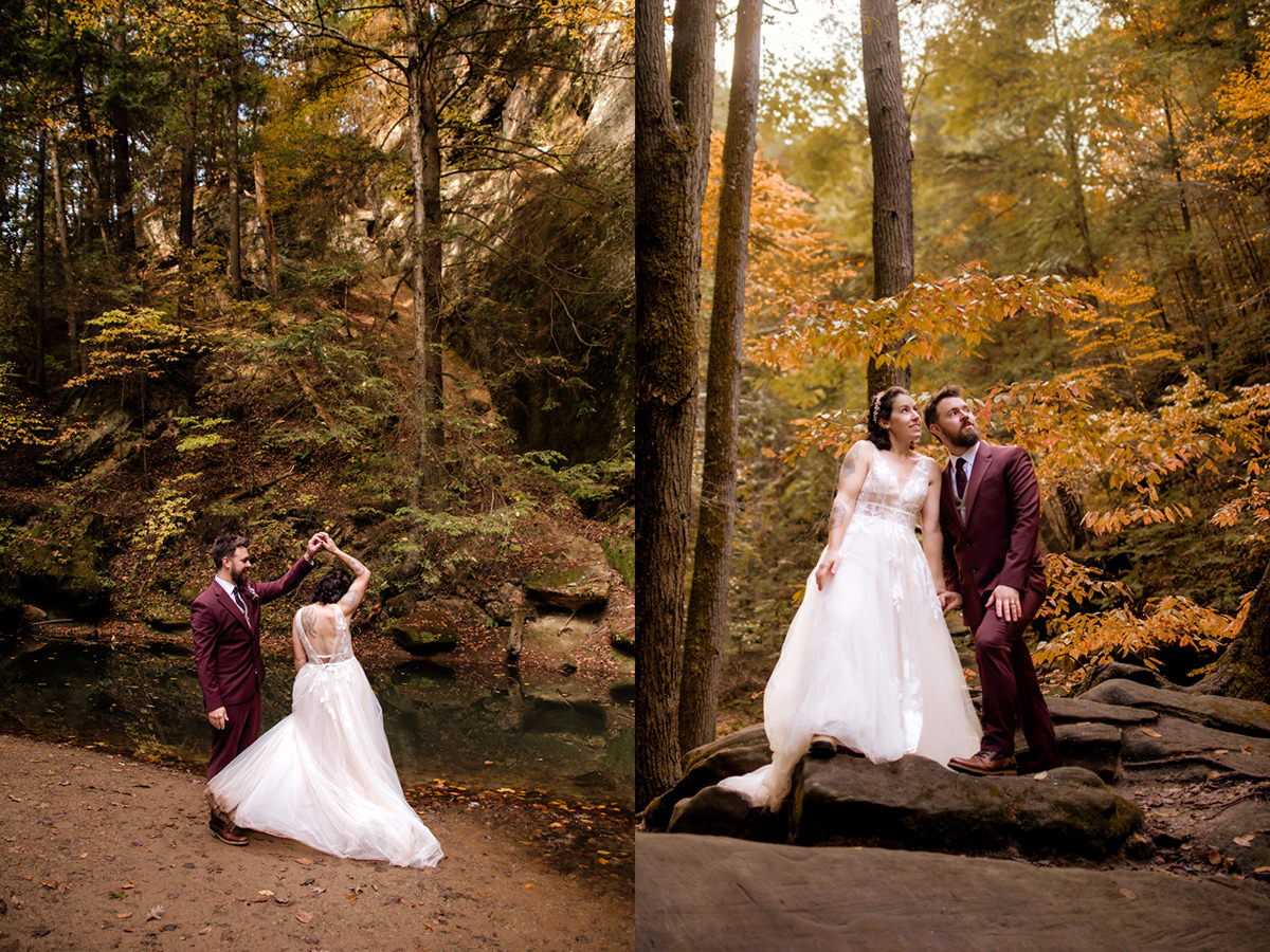 Cedar Falls Hocking Hills Elopement Photographer Fall October Wedding