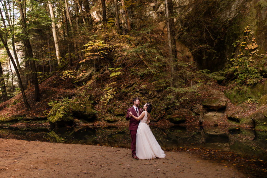 Cedar Falls Hocking Hills Elopement Photographer Fall October Wedding