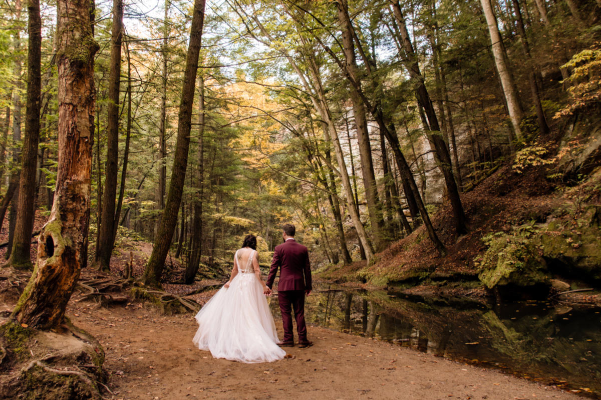 Cedar Falls Hocking Hills Elopement Photographer Fall October Wedding