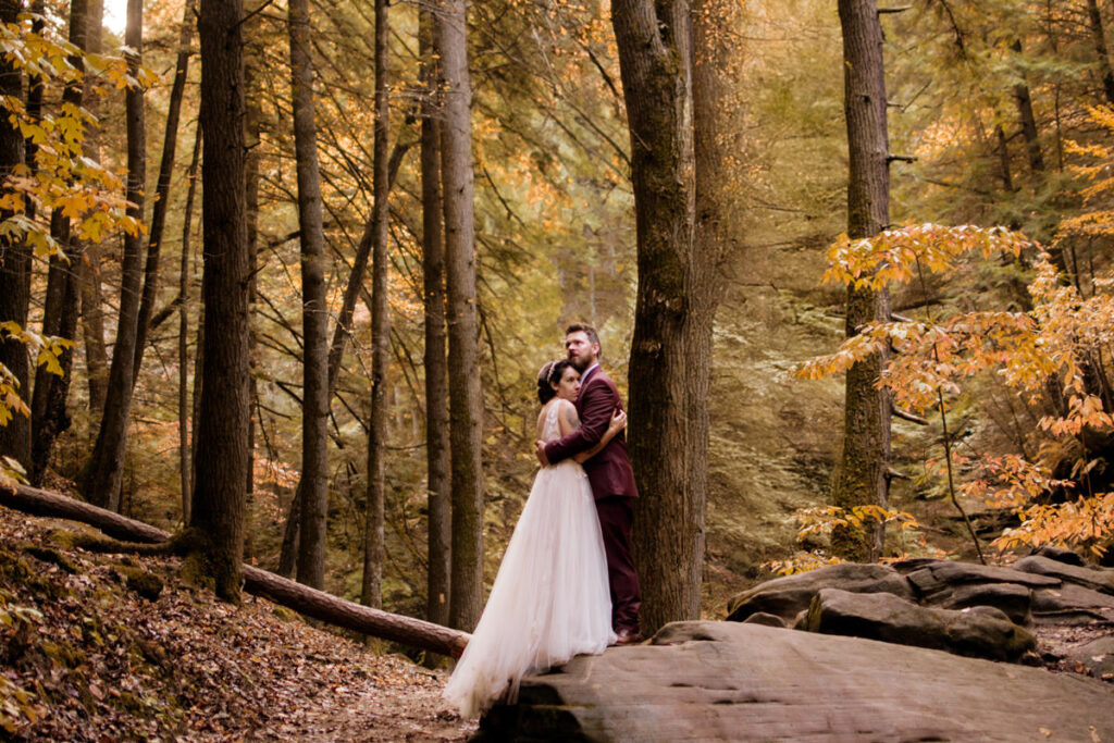 Cedar Falls Hocking Hills Elopement Photographer Fall October Wedding