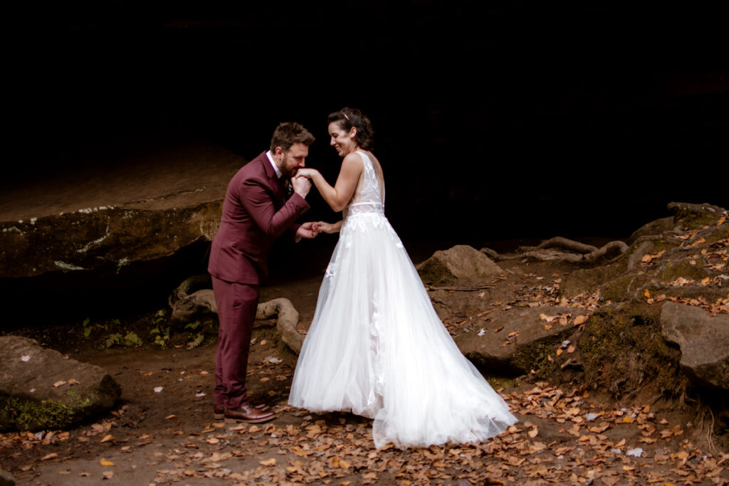 Cedar Falls Hocking Hills Elopement Photographer Fall October Wedding