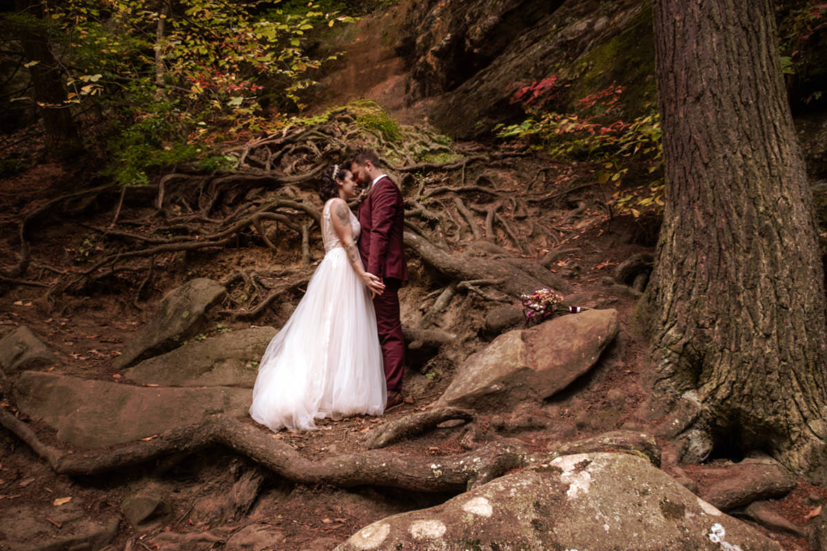 Cedar Falls Hocking Hills Elopement Photographer Fall October Wedding