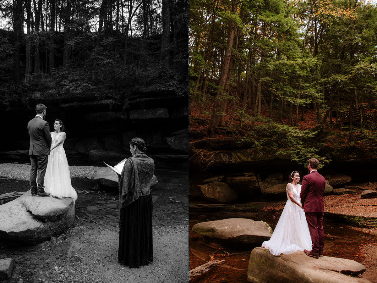 Cedar Falls Hocking Hills Elopement Photographer Fall October Wedding