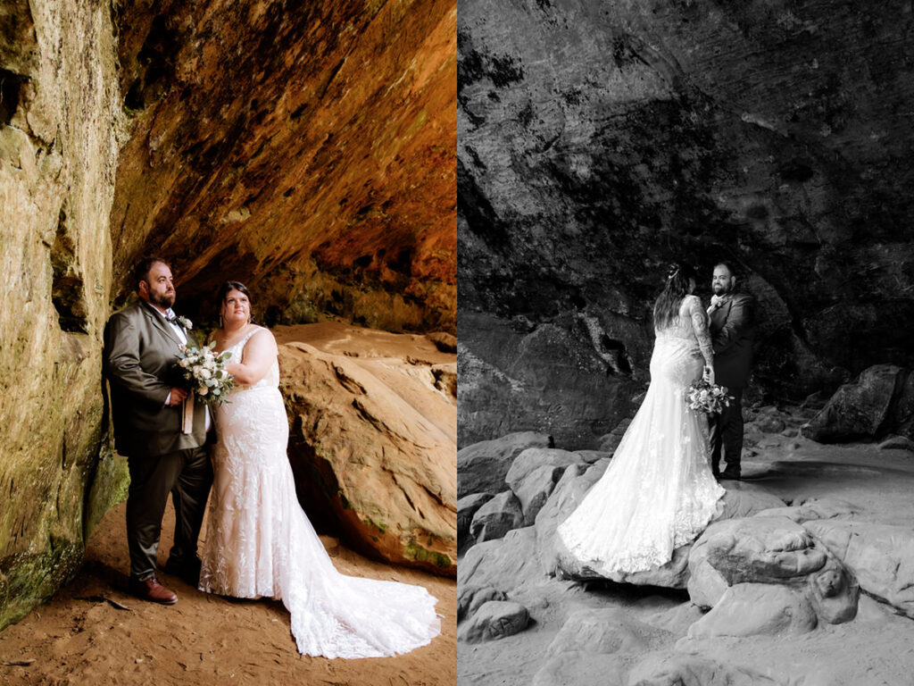 Hocking Hills Full Day Elopement Wedding Conkles Hollow Ash Cave Cabin