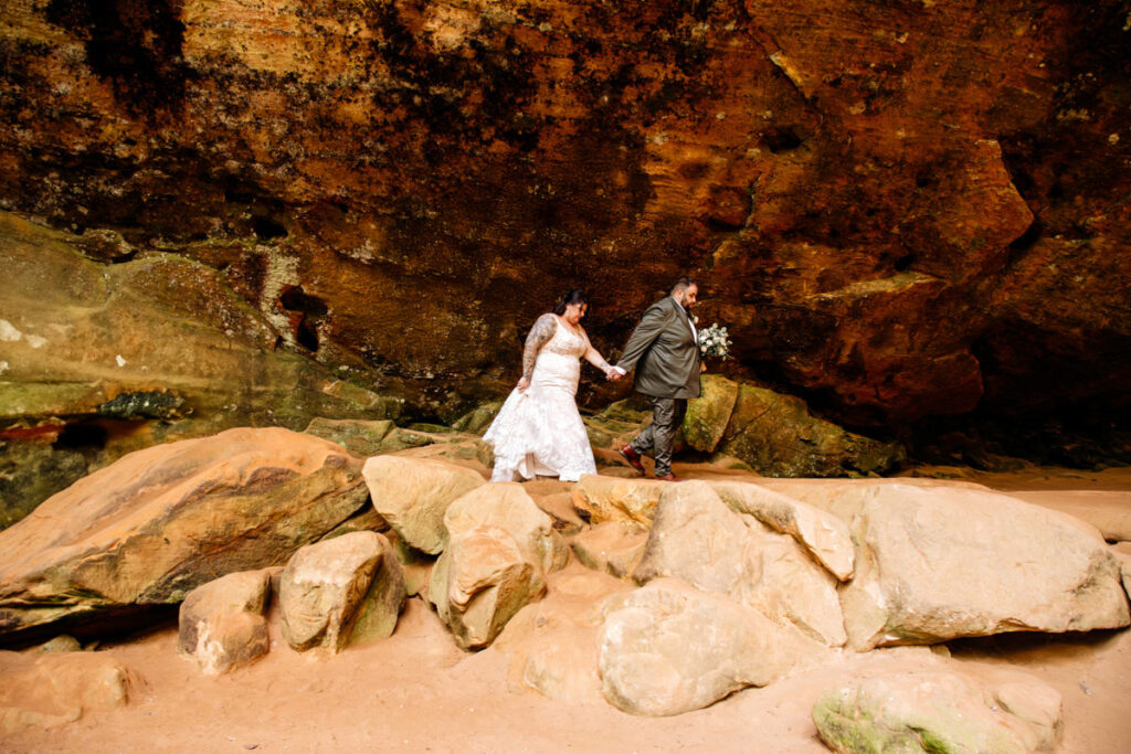 Hocking Hills Full Day Elopement Wedding Conkles Hollow Ash Cave Cabin