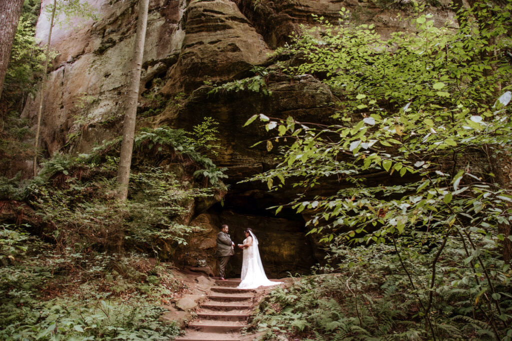 Hocking Hills Full Day Elopement Wedding Conkles Hollow Ash Cave Cabin