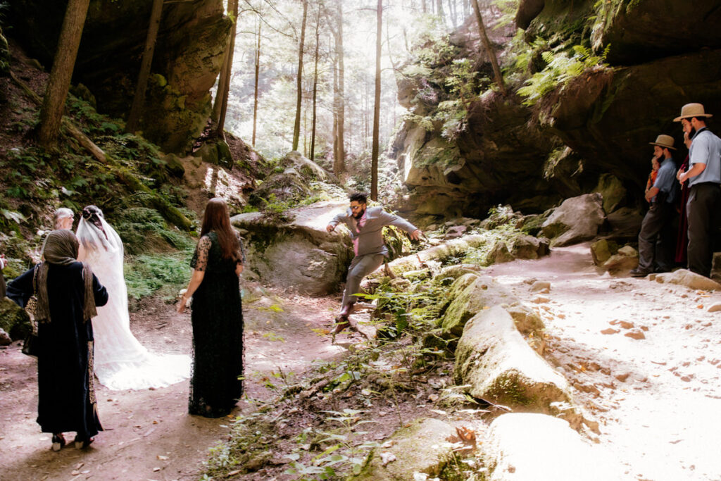 Hocking Hills Full Day Elopement Wedding Conkles Hollow Ash Cave Cabin