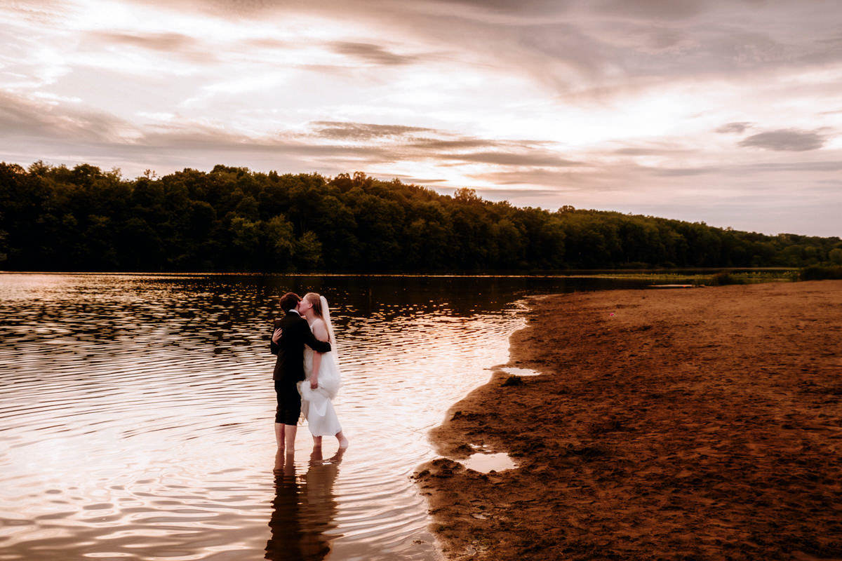 Lake Logan Hocking Hills Beach Wedding Elopement Summer Sunset Golden Hour Photographer