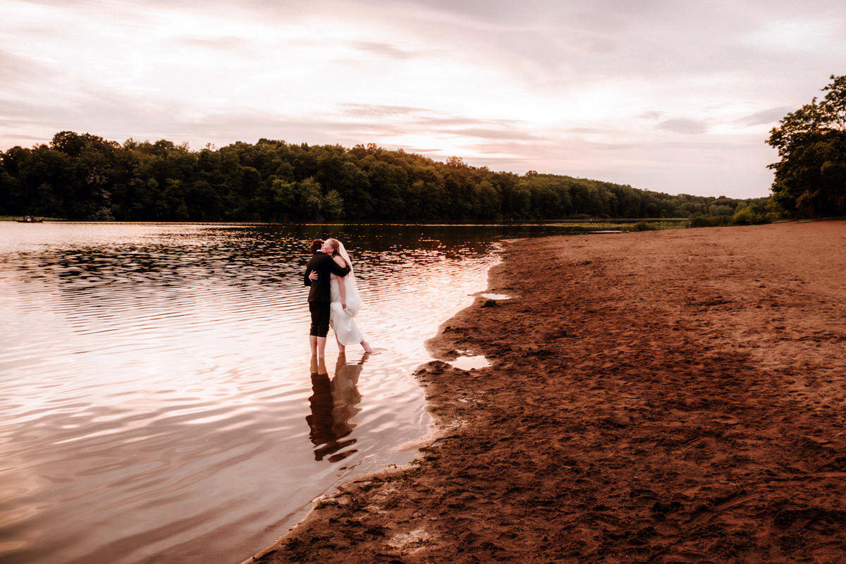 Lake Logan Hocking Hills Beach Wedding Elopement Summer Sunset Golden Hour Photographer