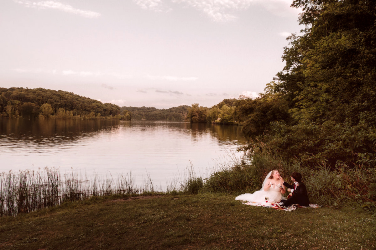 Lake Logan Hocking Hills Beach Wedding Elopement Summer Sunset Golden Hour Photographer