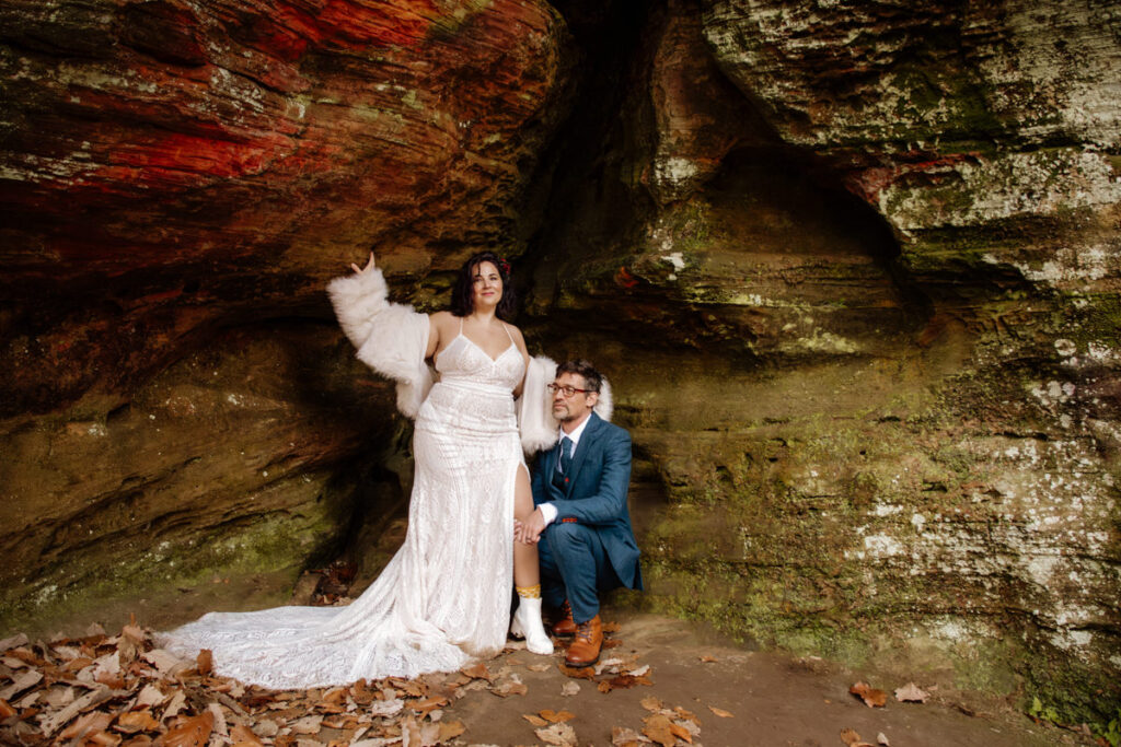 The Rockhouse, with its tunnel-like cave and captivating 'window' views, provided a truly unique and breathtaking backdrop for their intimate Couples Portraits.