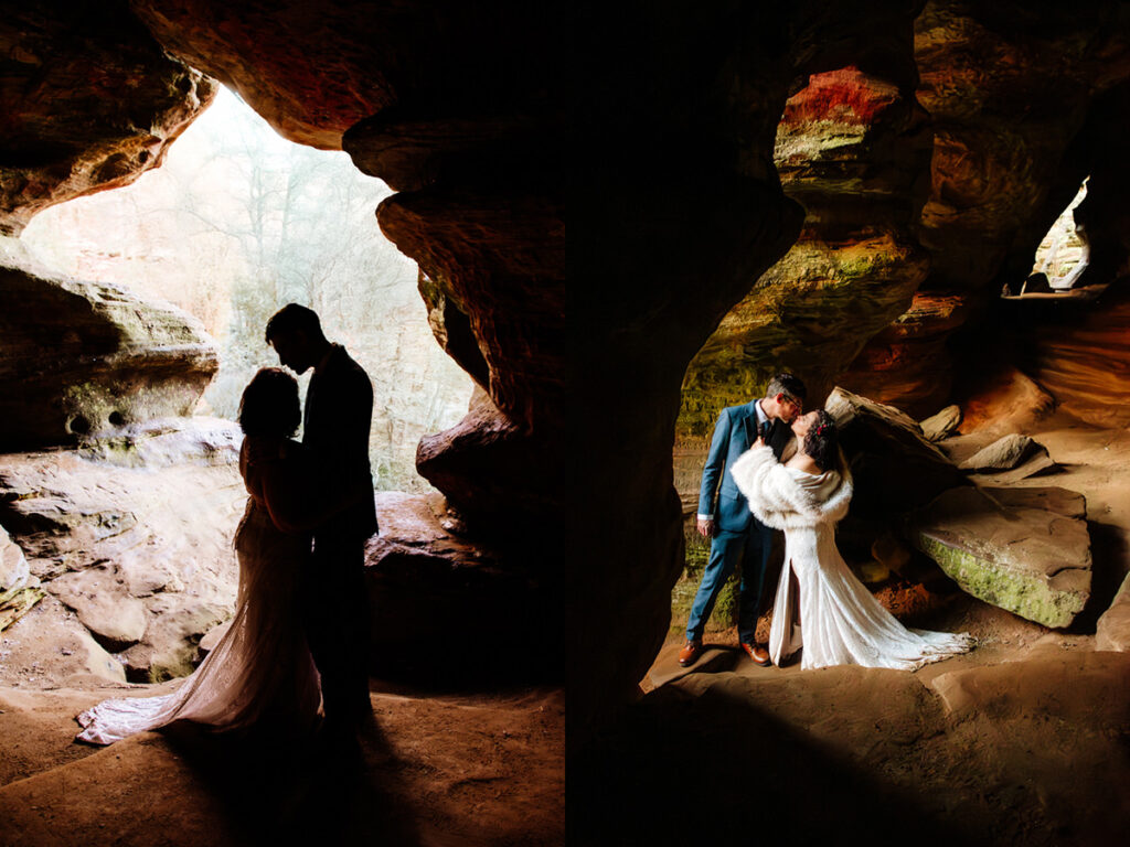 The Rockhouse, with its tunnel-like cave and captivating 'window' views, provided a truly unique and breathtaking backdrop for their intimate Couples Portraits.