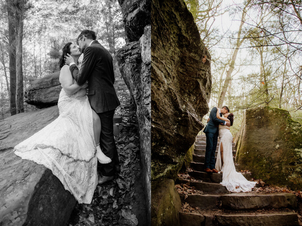 The Rockhouse, with its tunnel-like cave and captivating 'window' views, provided a truly unique and breathtaking backdrop for their intimate Couples Portraits.