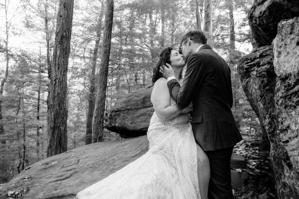 The Rockhouse, with its tunnel-like cave and captivating 'window' views, provided a truly unique and breathtaking backdrop for their intimate Couples Portraits.