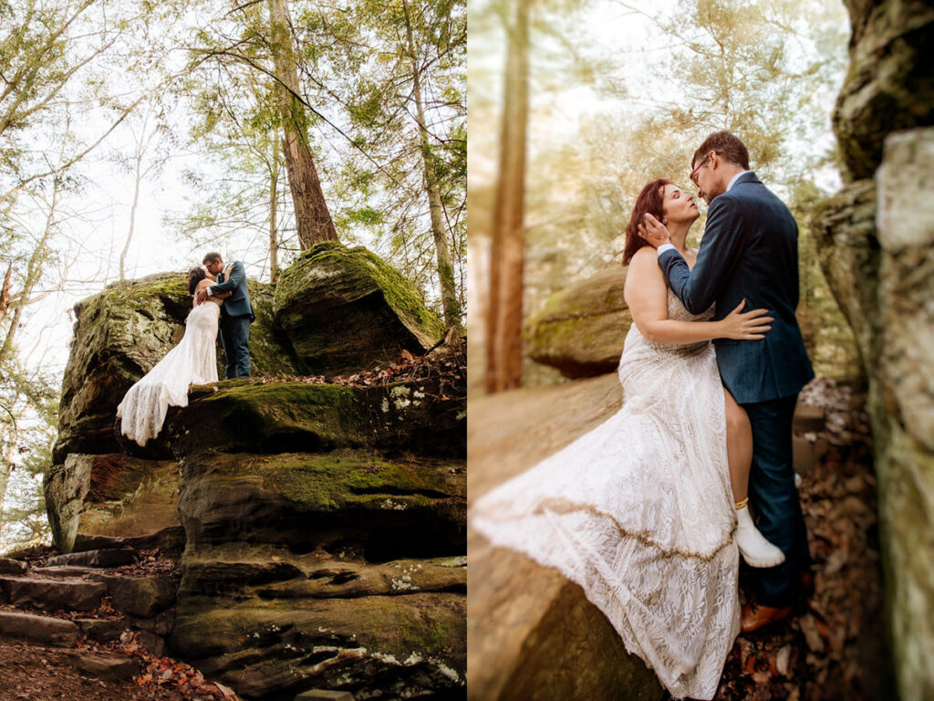 The Rockhouse, with its tunnel-like cave and captivating 'window' views, provided a truly unique and breathtaking backdrop for their intimate Couples Portraits.