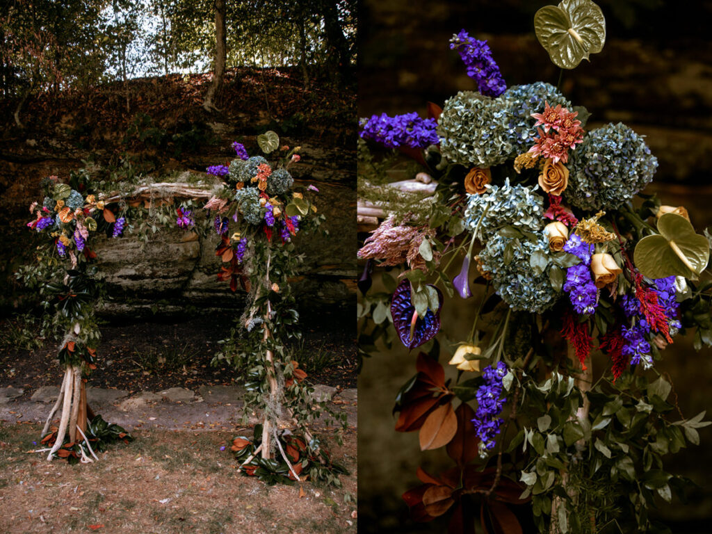 Southern Gothic Dark Boho Crockett's Run Wedding