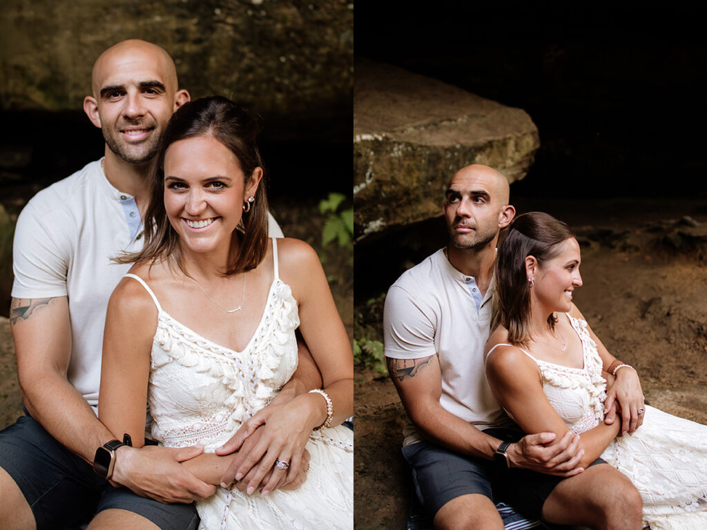 Hocking Hills Anniversary Portrait Session Ohio 1st 5th 10th 15th 20th 25th year celebration photos nature old mans cave ash cave cabin lodging cozy trees forest